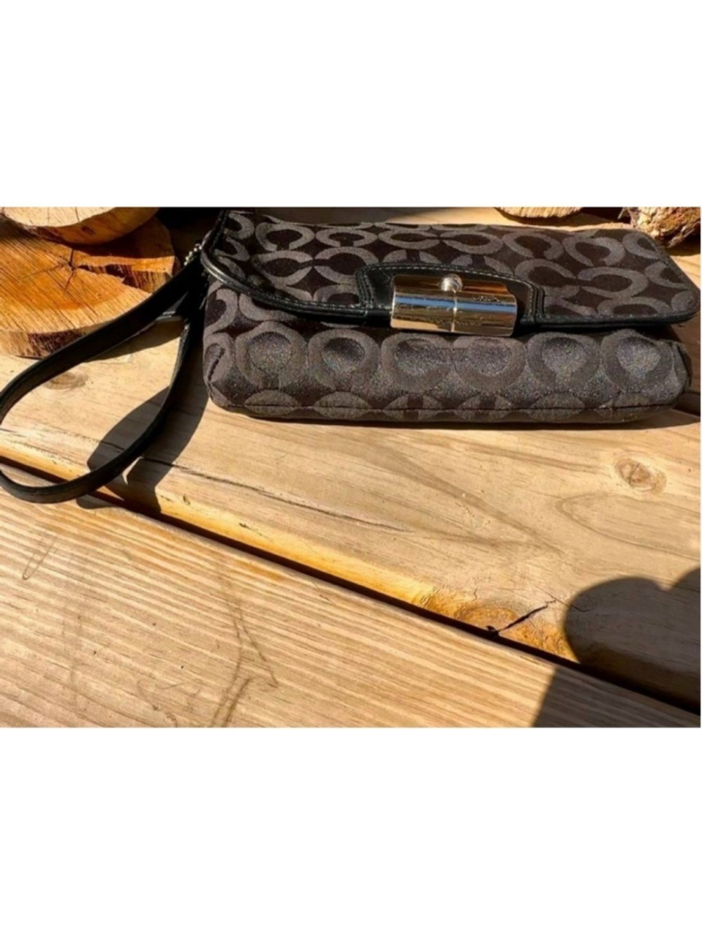 Coach Kristin Lurex Signature Op Art Wristlet Clutch Black F45131 - Picture 7 of 14
